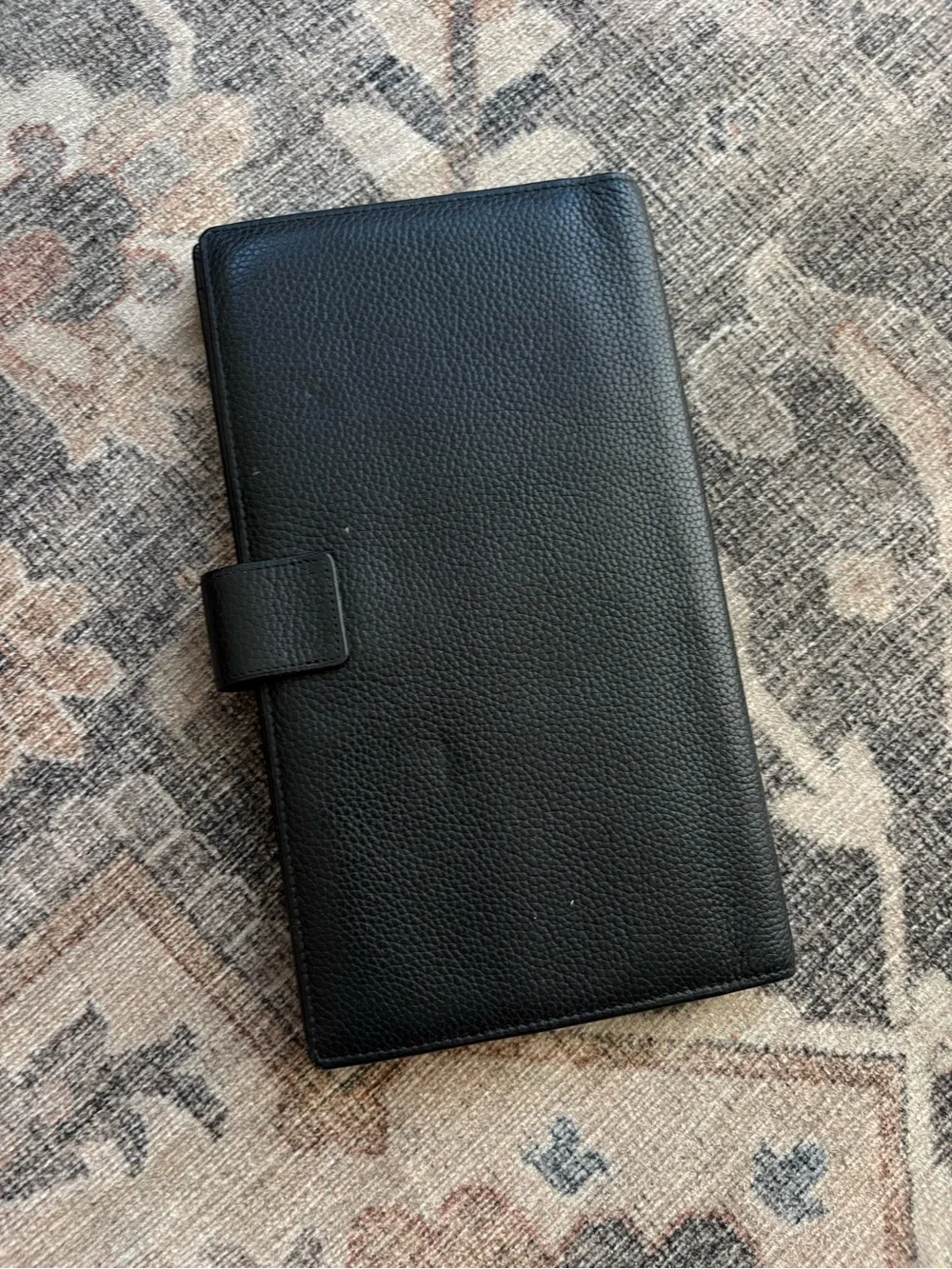 Vtg Gianni Versace Black Medusa pebbled leather organizer travel wallet holder